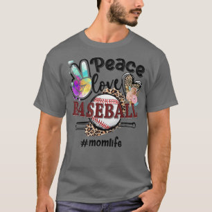 Camiseta Paz Amor Béisbol Mamá Vida Abuela Leopardo