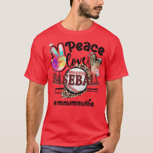Camiseta Paz Amor Béisbol Mawmaw Vida Mamá Abuela Leopar