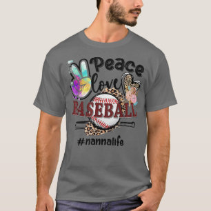 Camiseta Paz Amor Béisbol Nanna Life Mamá Leopardo Abuela