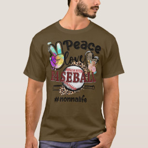 Camiseta Paz Amor Béisbol Nonna Life Mamá Leopardo Abuela