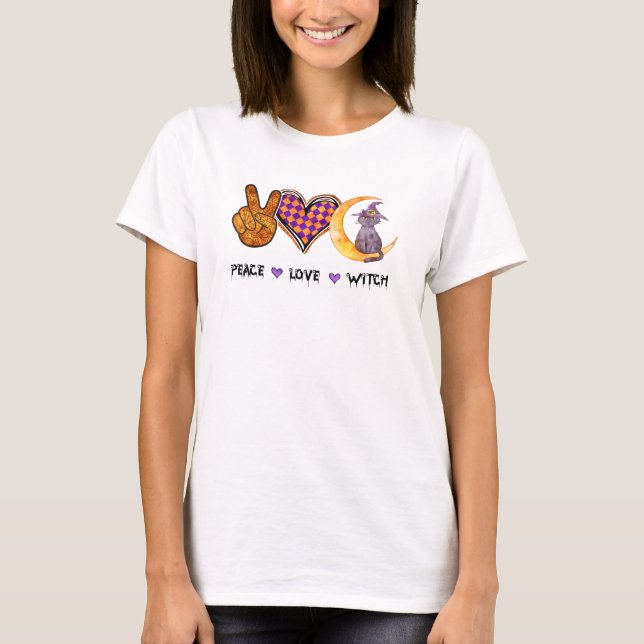 Camiseta Paz, amor, bruja (Anverso)