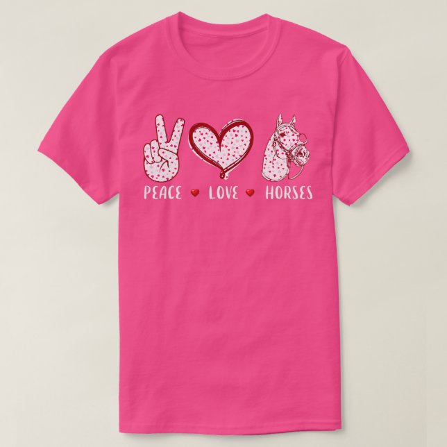 Camiseta paz amor caballos para hombres mujeres regalos Hor (Diseño del anverso)