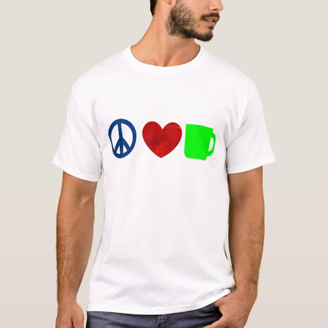 Camiseta Paz, amor, café (Anverso)