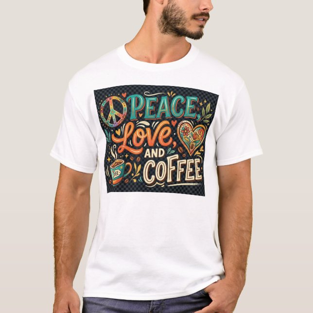 Camiseta Paz Amor & Café (Anverso)