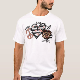 Camiseta Paz Amor Café Bebe Navidades Leopard Heart Pa