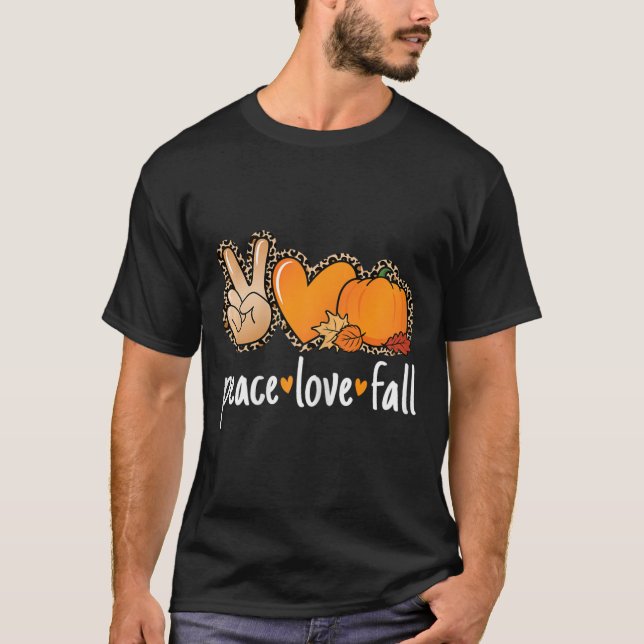 Camiseta Paz Amor Caída Calabaza Otoño Acción de Gracias Mu (Anverso)