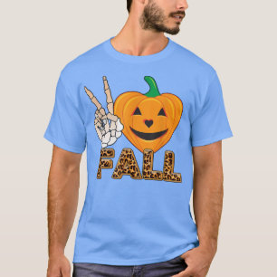 Camiseta Paz amor caída Halloween calabaza corazón leopardo