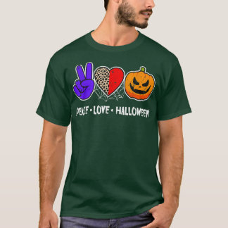 Camiseta Paz, Amor, Calabaza Cae Leopardo Imprimir Salón Fu