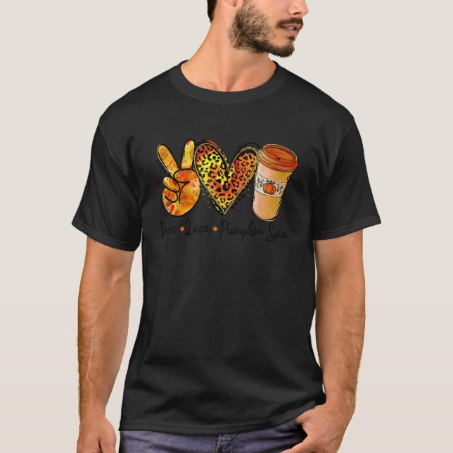 Camiseta Paz Amor Calabaza Spice Funny Leopard Cae Lover (Anverso)