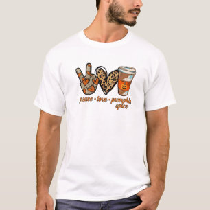 Camiseta Paz Amor Calabaza Spin Fall Halloween Thanksgivi