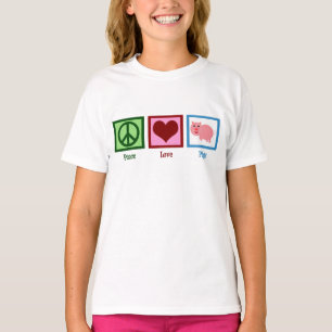 Camiseta Paz Amor Cerdos Chica Granja Cute