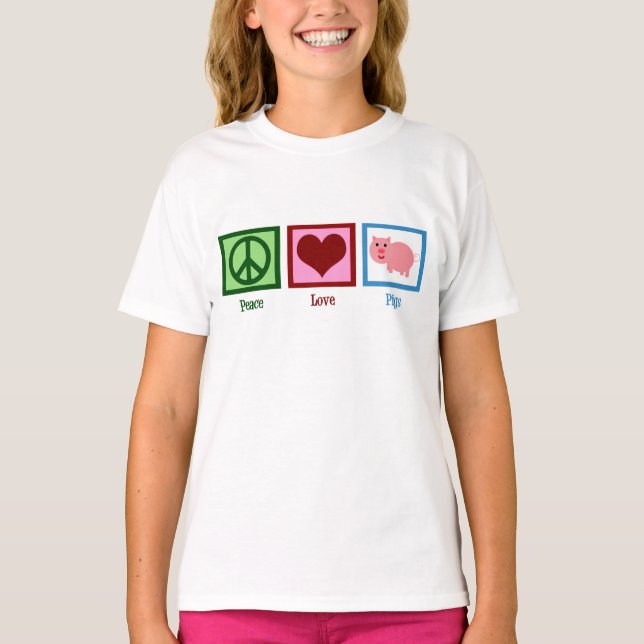 Camiseta Paz Amor Cerdos Chica Granja Cute (Anverso)