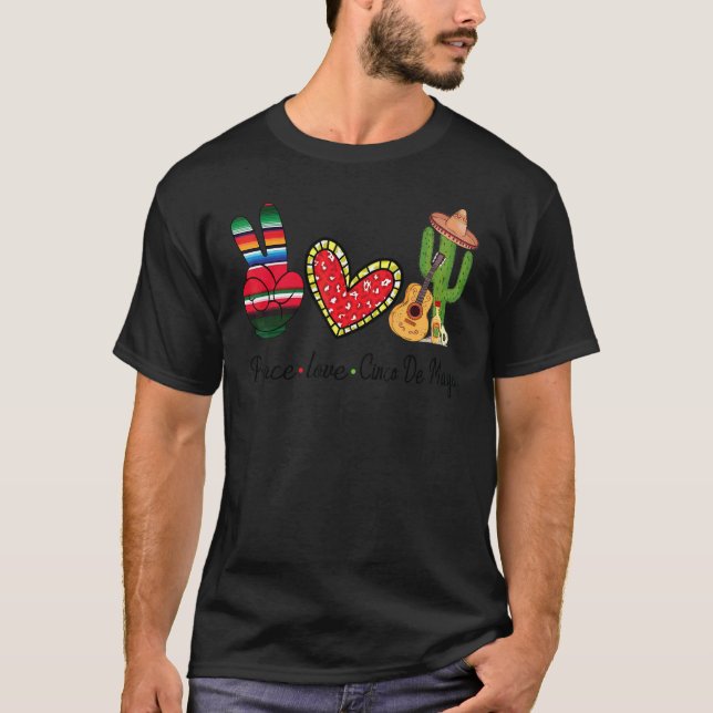 Camiseta Paz Amor Cinco De Mayo Fiesta Cactus Fiesta Mexic (Anverso)