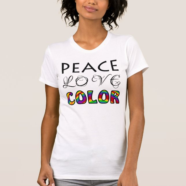 Camiseta Paz Amor Color Diseño Arcoíris (Anverso)