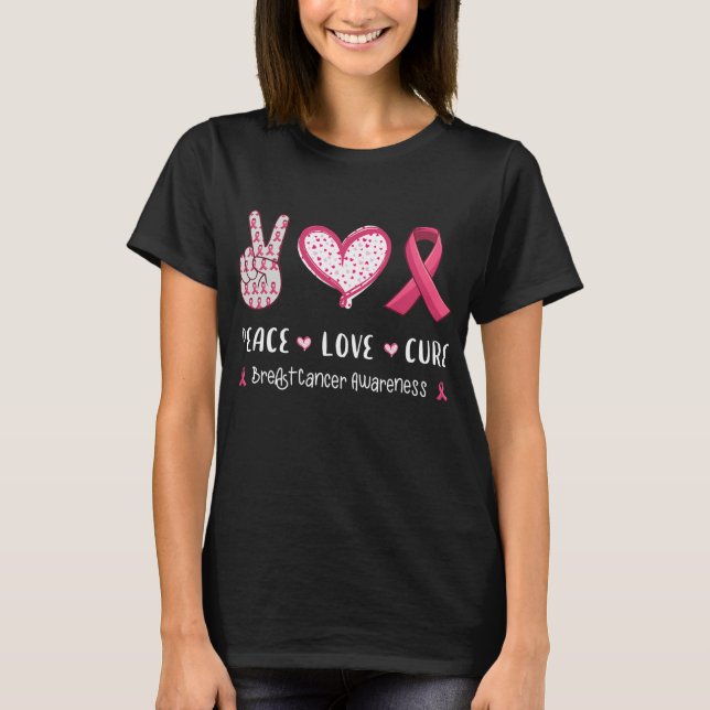 Camiseta Paz Amor Concienciación sobre el cáncer de mama (Anverso)