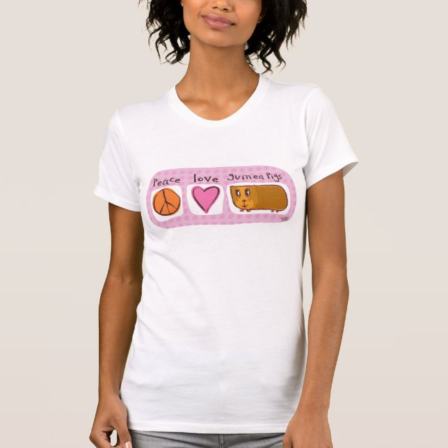 Camiseta paz, amor, conejillos de Indias (Anverso)