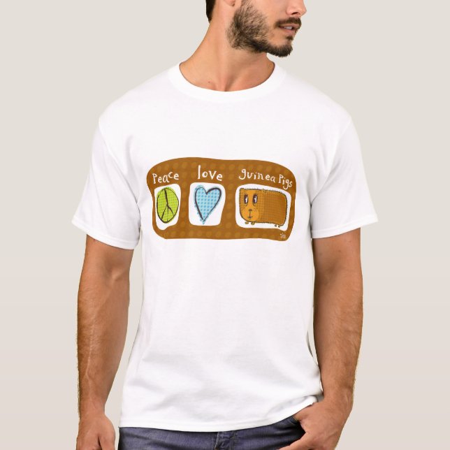 Camiseta paz, amor, conejillos de Indias 2 (Anverso)