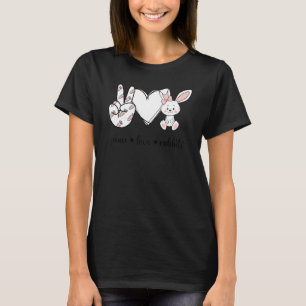 Camiseta Paz Amor Conejos Paz Mano Rótulo Conejos Animal