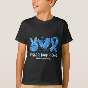 Camiseta Paz Amor Cura Cinta Azul Conciencia de Ataxia