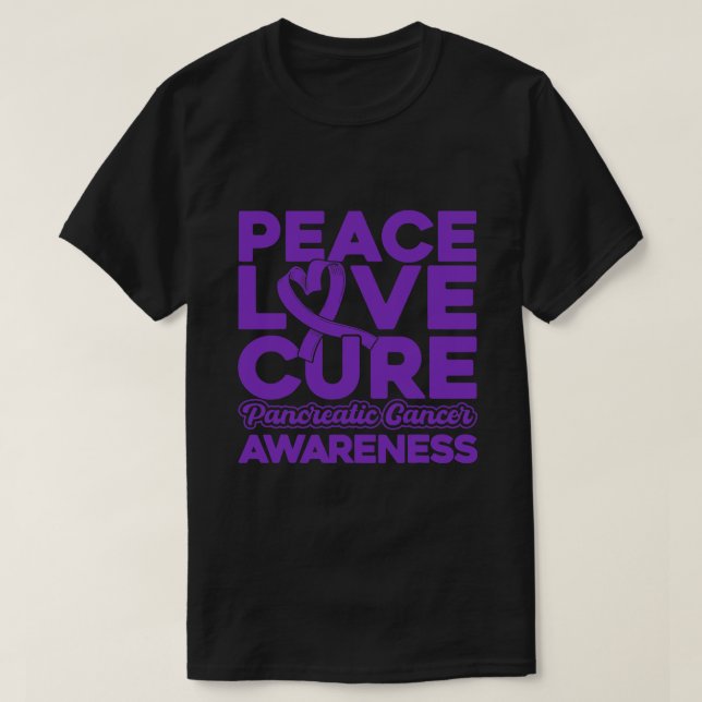 Camiseta Paz Amor Cura Conciencia sobre el cáncer pancreáti (Diseño del anverso)
