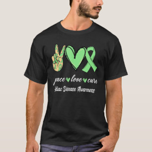Camiseta Paz Amor Cura Cura Enfermedad Celiásica Cinta Verd