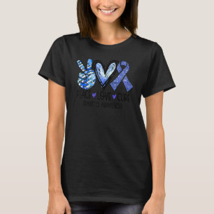 Camiseta Paz Amor Cura Diabetes Tipo 1 Conciencia T1d Azul