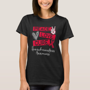 Camiseta Paz Amor Cura Hemocromatosis Conciencia Borgoña