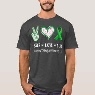 Camiseta Paz Amor cura la conciencia de la enfermedad renal