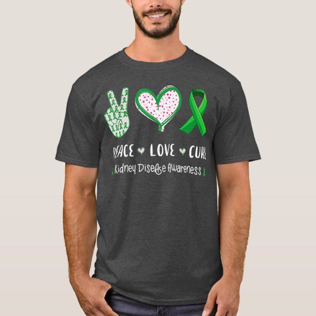 Camiseta Paz Amor cura la conciencia de la enfermedad renal (Anverso)