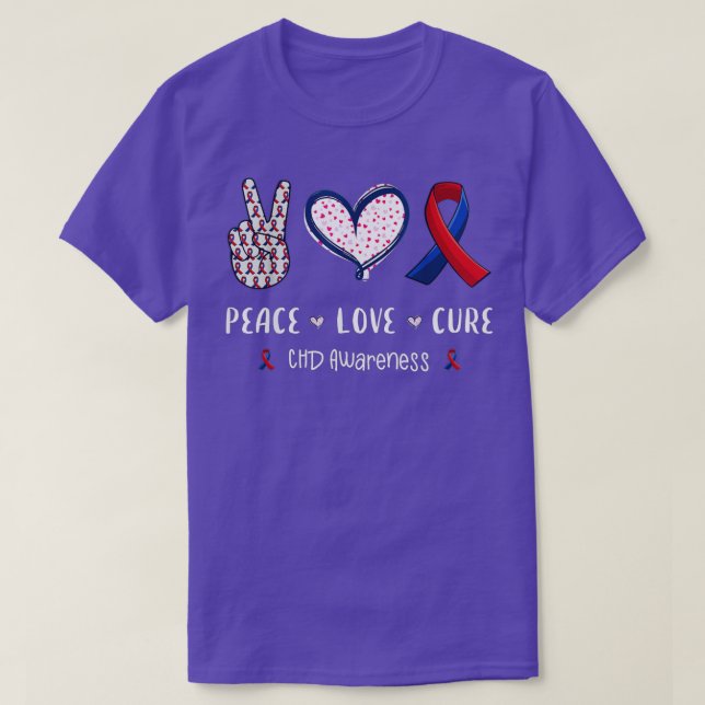 Camiseta Paz Amor cura la enfermedad cardíaca CHD Concienci (Diseño del anverso)