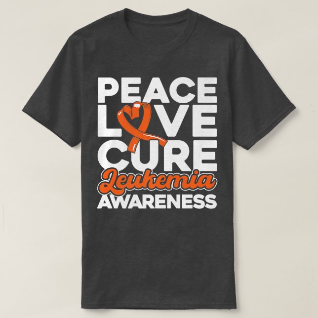 Camiseta Paz Amor Cura Leucemia Conciencia 1 (Diseño del anverso)