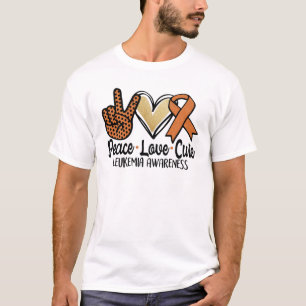 Camiseta Paz Amor Cura Leucemia Concienciación Apoyo al Cán