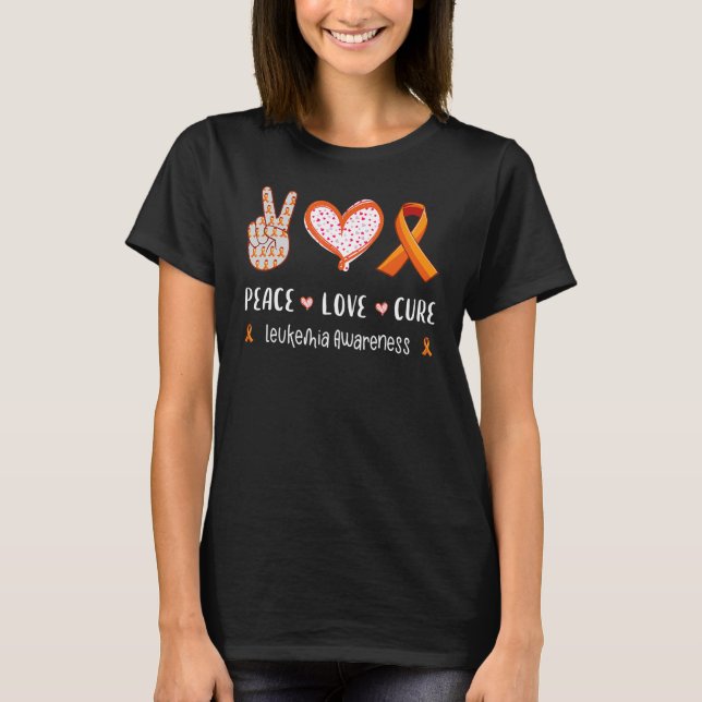 Camiseta Paz Amor cura Leukemia Concienciación de mujeres n (Anverso)