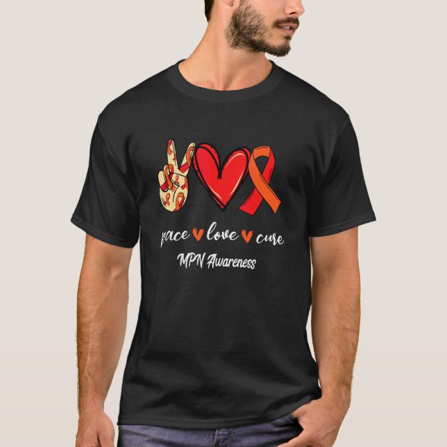 Camiseta Paz Amor Cura Neoplasias Mieloproliferativas (Anverso)