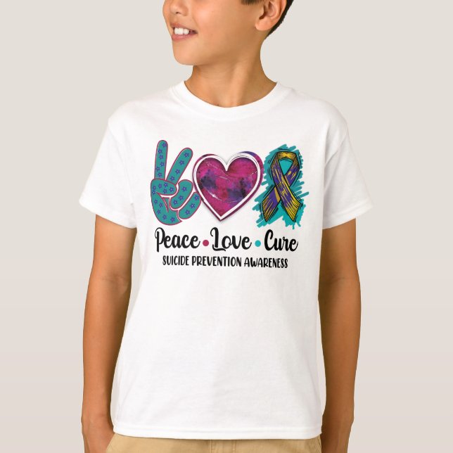 Camiseta Paz Amor Cura Suicidio Prevención Conciencia (Anverso)