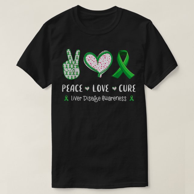 Camiseta Paz Amor curación Hígado Conciencia de la enfermed (Diseño del anverso)