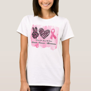Camiseta paz amor curar cáncer de mama acuarela