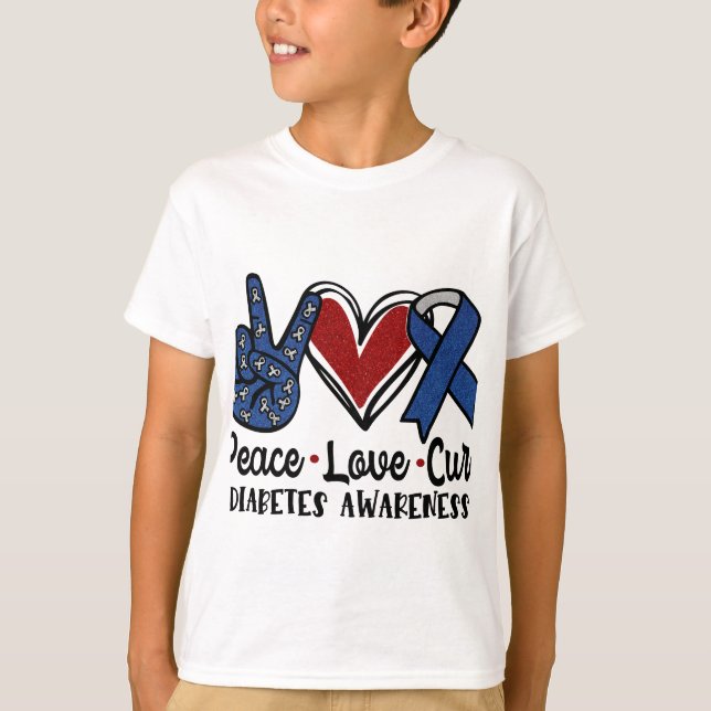 Camiseta Paz Amor Curar Diabetes Conciencia (Anverso)