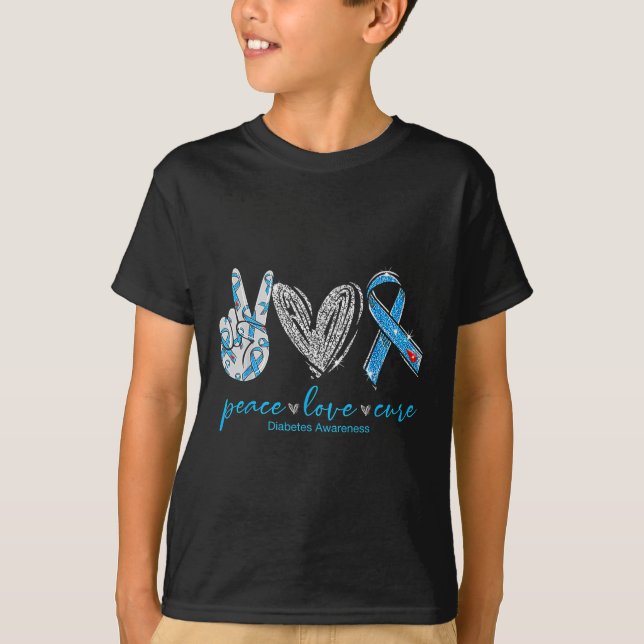Camiseta Paz Amor Curar Diabetes Conciencia (Anverso)