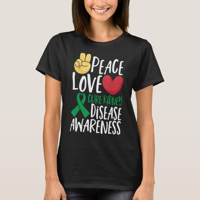 Camiseta Paz Amor Curar Enfermedad Renal Sensibilización Ri (Anverso)