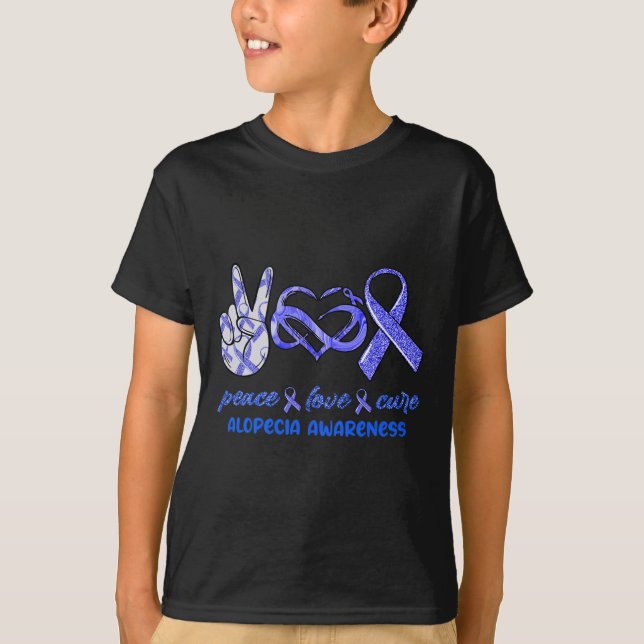 Camiseta Paz Amor Cure Alopecia Conciencia (Anverso)