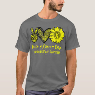 Camiseta Paz Amor Cure Cinta de Girasol Cáncer Infantil