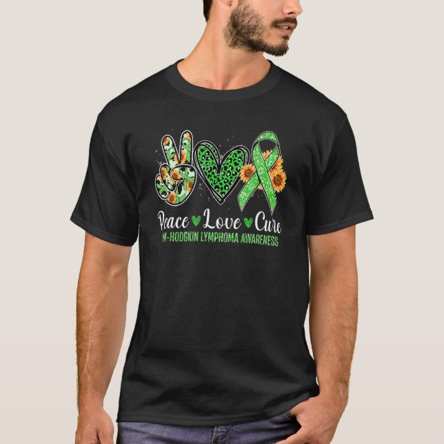 Camiseta Paz Amor Cure Cinta Verde Conciencia No Hodgkin (Anverso)