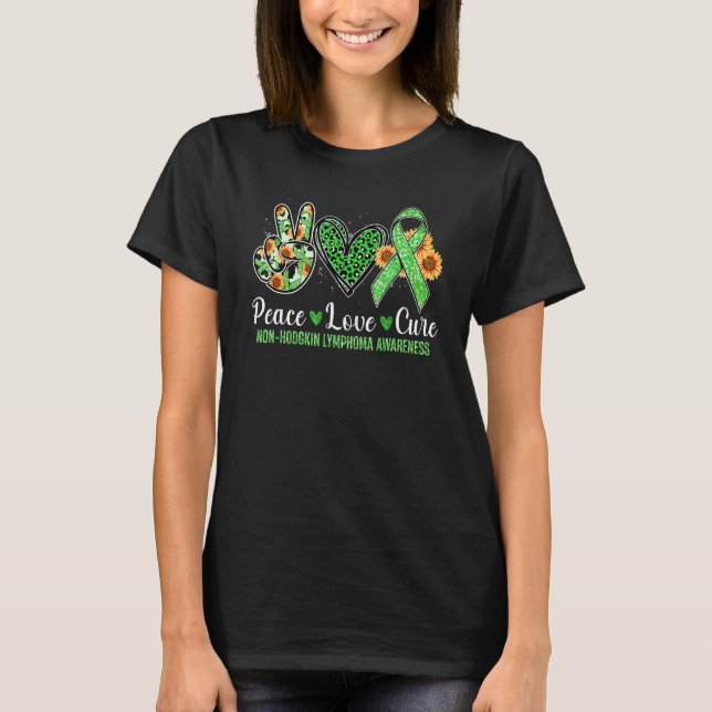 Camiseta Paz Amor Cure Cinta Verde Conciencia No Hodgkin (Anverso)
