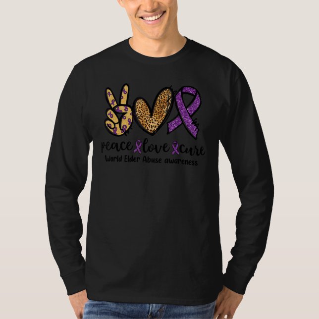 Camiseta Paz Amor Cure Leopard Heart World Elder Abuse Aw (Anverso)