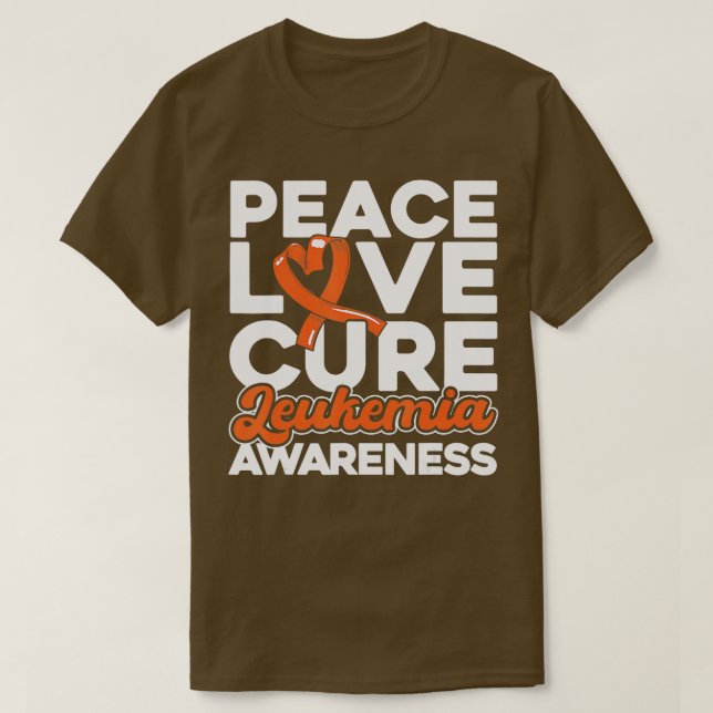 Camiseta Paz Amor Cure Leucemia Conciencia (Diseño del anverso)