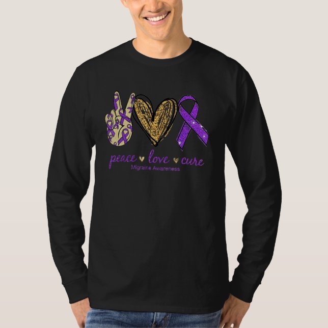 Camiseta Paz Amor Cure Migraine Conciencia (Anverso)