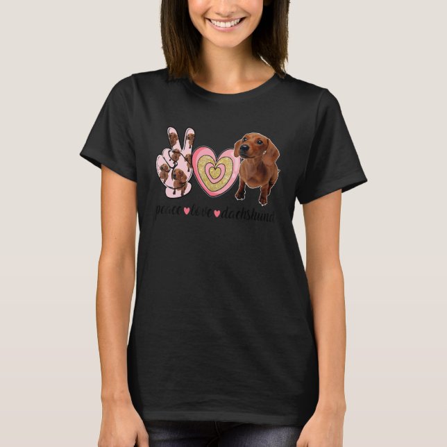 Camiseta Paz Amor Dachshund Día de la Madre Perro (Anverso)