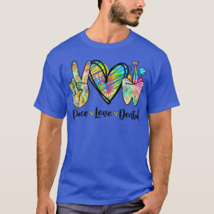 Camiseta Paz Amor Dental Tie Dye Corazón Dientes Cute Denti