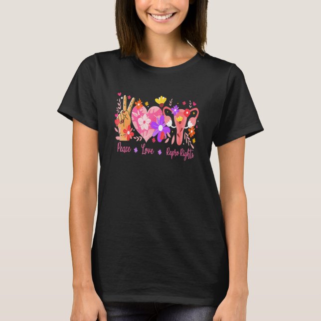 Camiseta Paz Amor Derechos Reproductivos Feminista Floral P (Anverso)